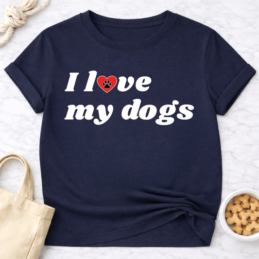 I Love My Dogs B&W Retro T-Shirt