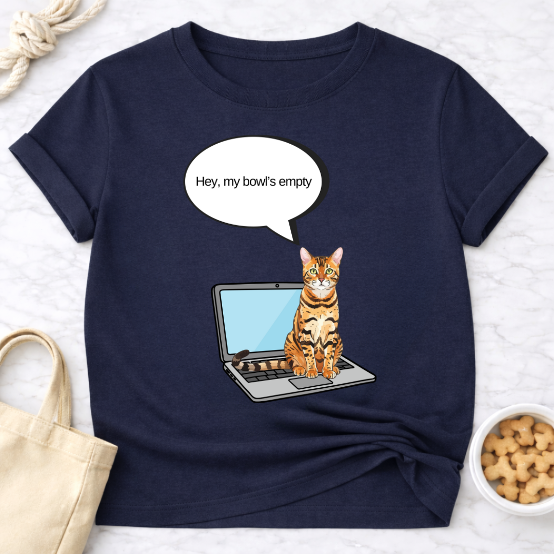Laptop Cat My Bowl's Empty T-Shirt