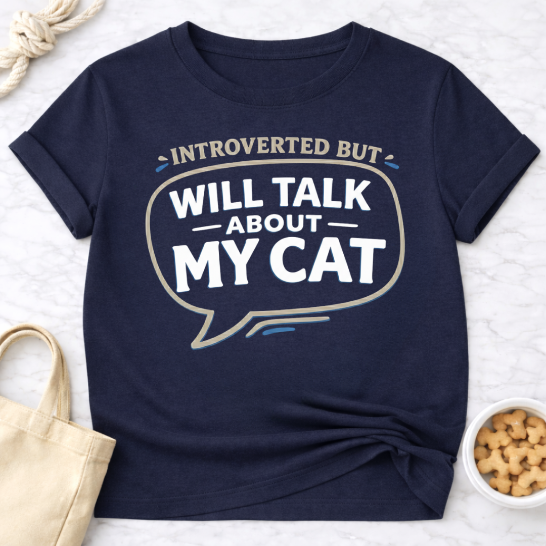 Introverted but Will Talk About My Cat T-Shirt