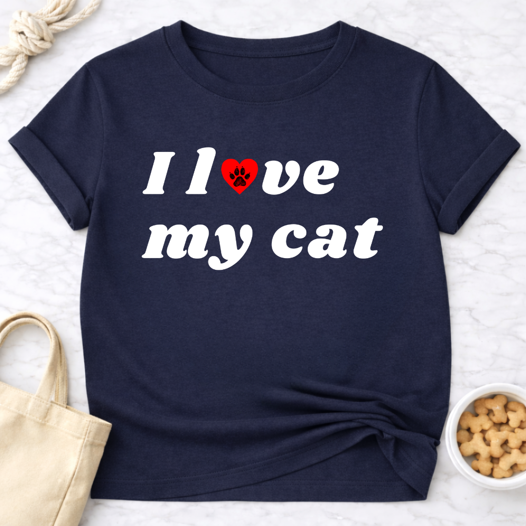 I Love My Cat B&W Retro T-Shirt