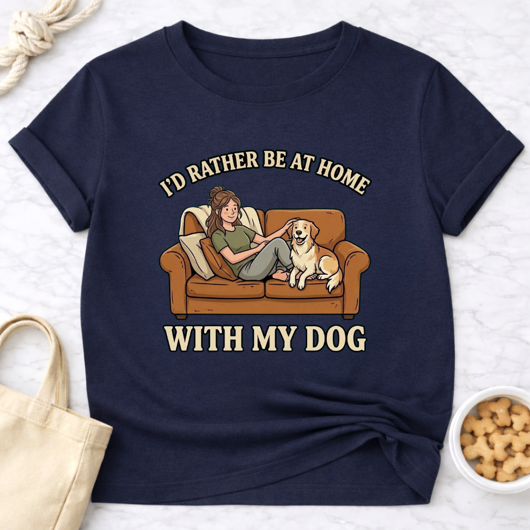 I'd Rather Be At Home with My Dog (Female) T-Shirt