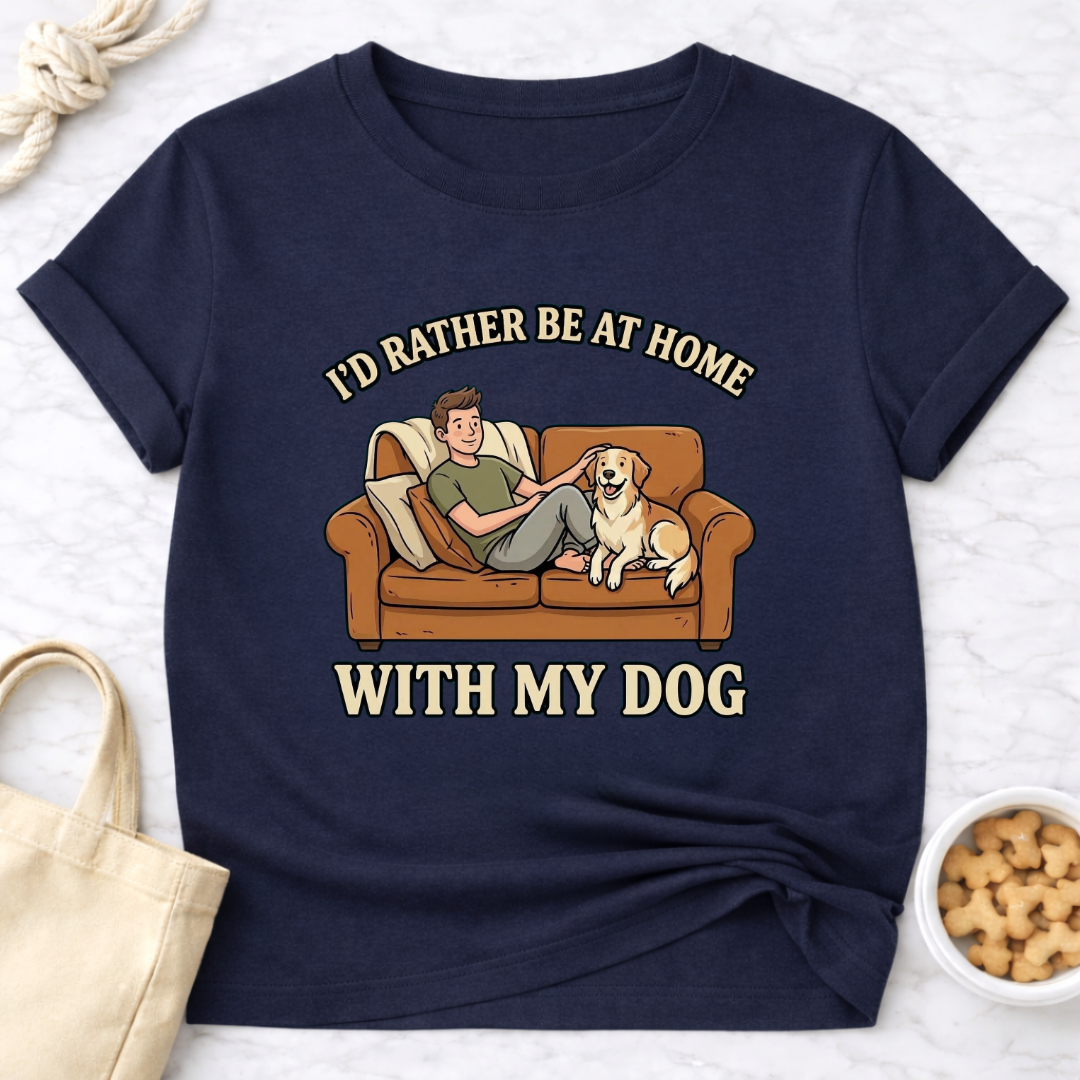 I'd Rather Be At Home with My Dog (Male) T-Shirt