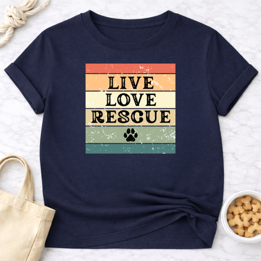 Live Love Rescue (retro) T-Shirt