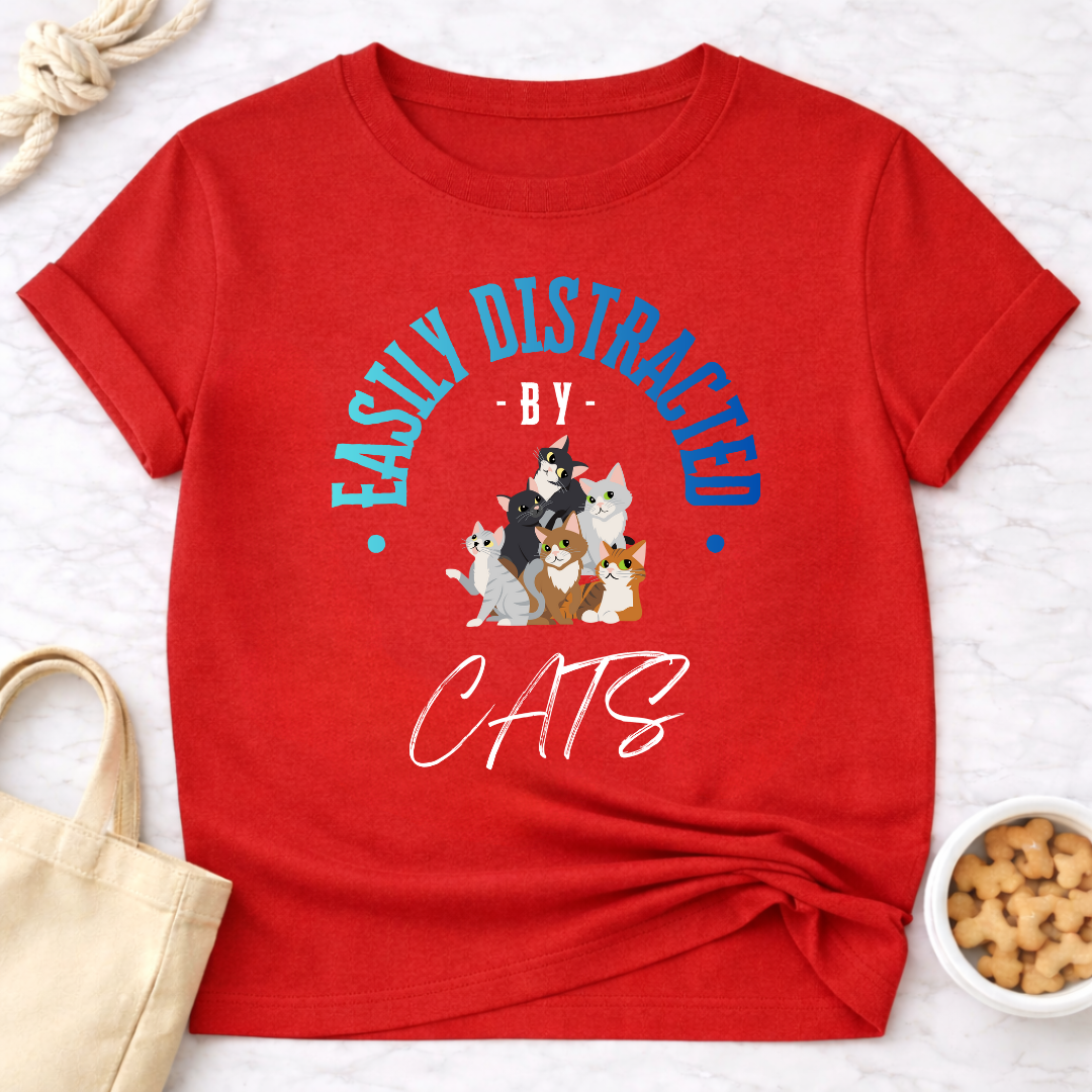Easily Distracted by Cats w/Graphic T-Shirt