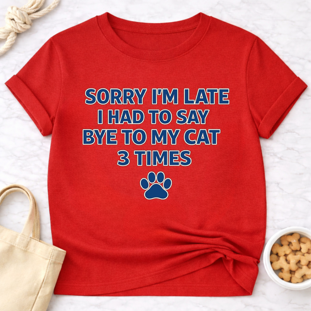 Sorry I'm Late, Bye to Cat T-Shirt