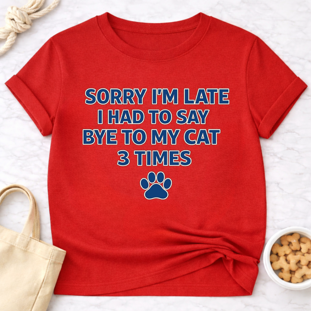 Sorry I'm Late, Bye to Cat T-Shirt