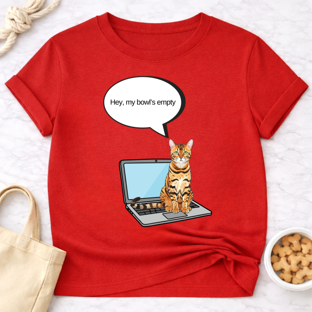 Laptop Cat My Bowl's Empty T-Shirt