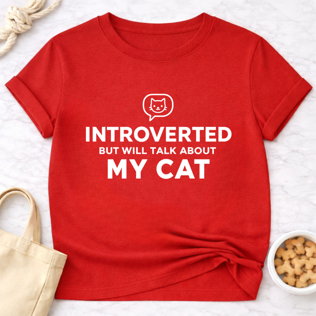 Introverted But Will Talk About My Cat (Simple) T-Shirt