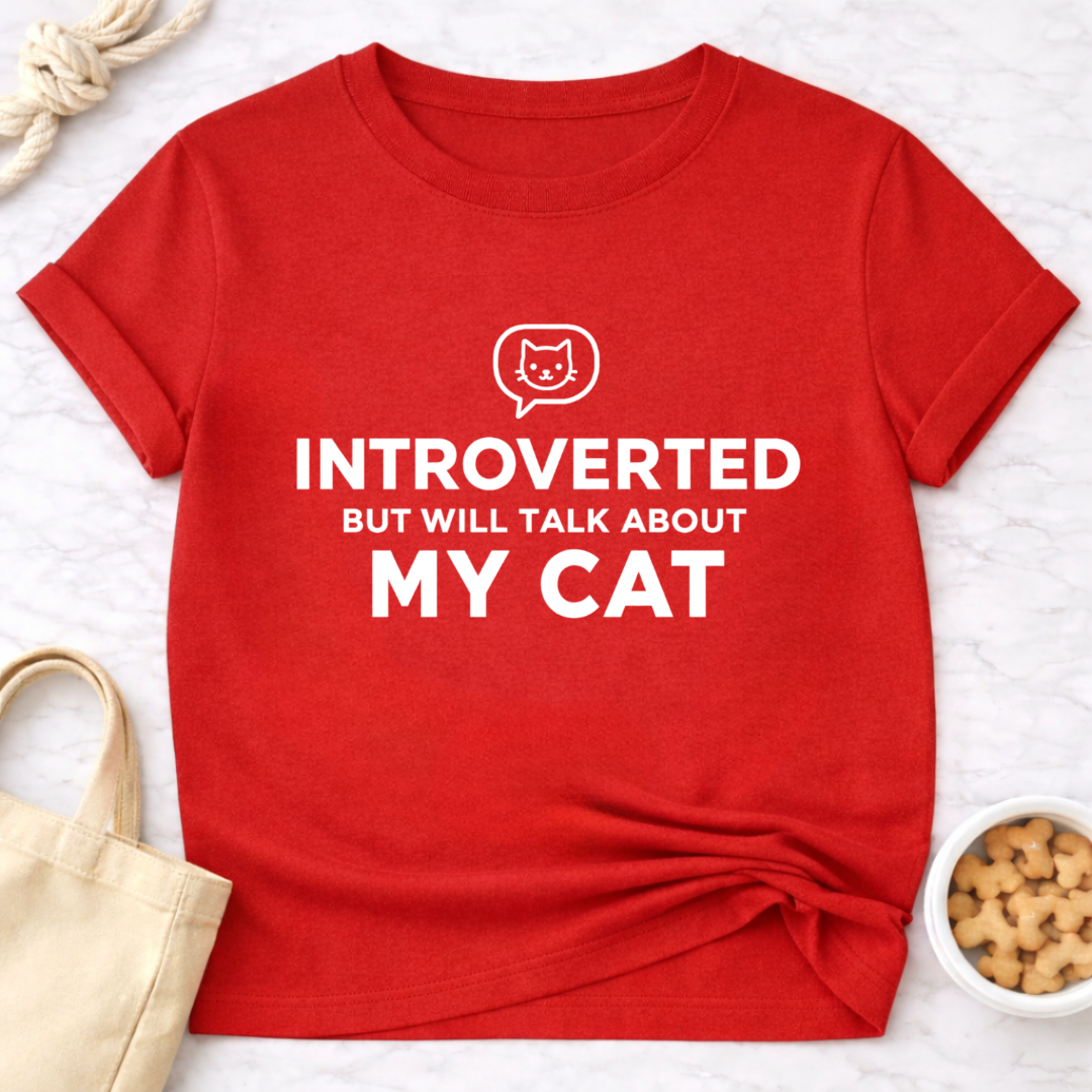 Introverted But Will Talk About My Cat (Simple) T-Shirt