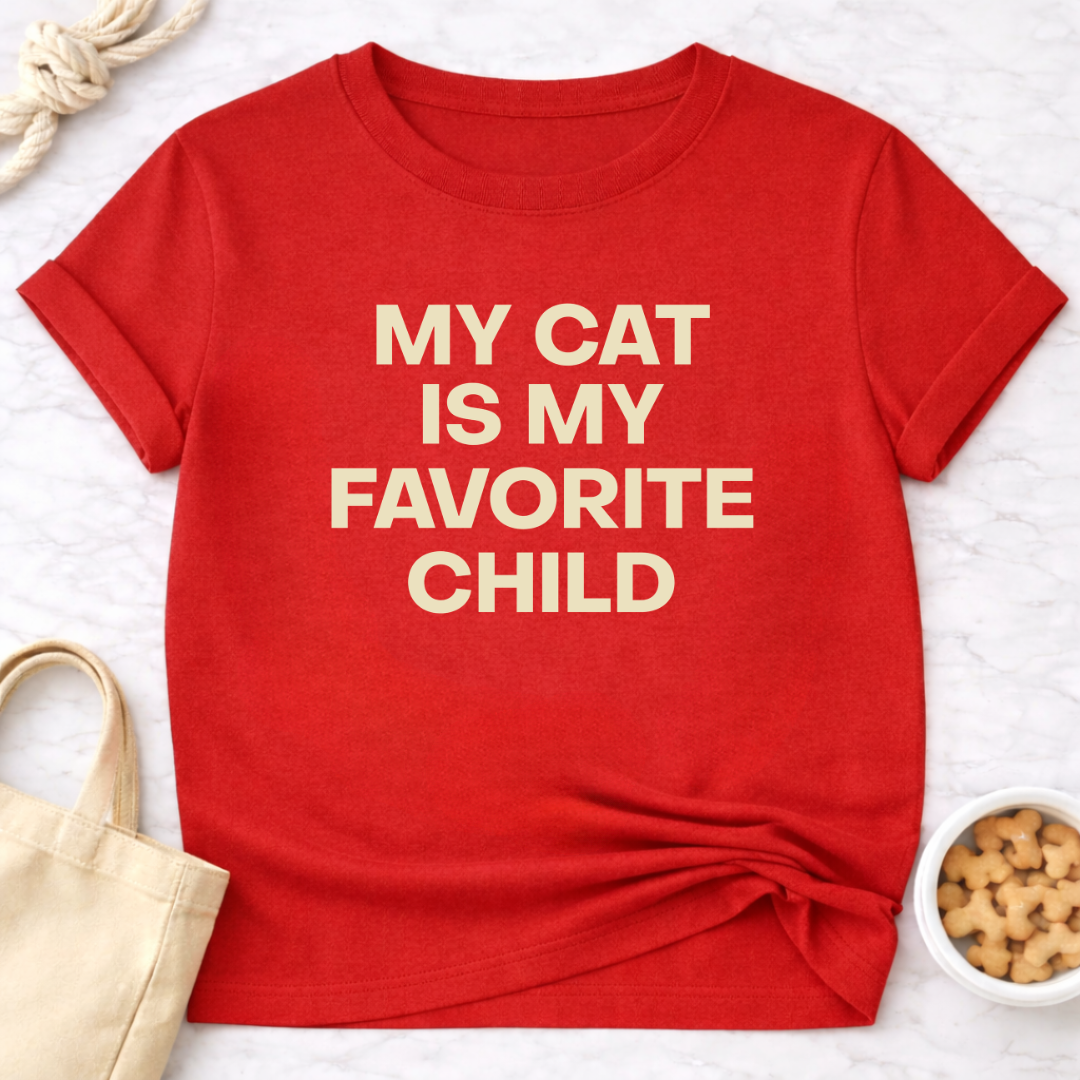My Cat is My Favorite Child - Plain Text T-Shirt