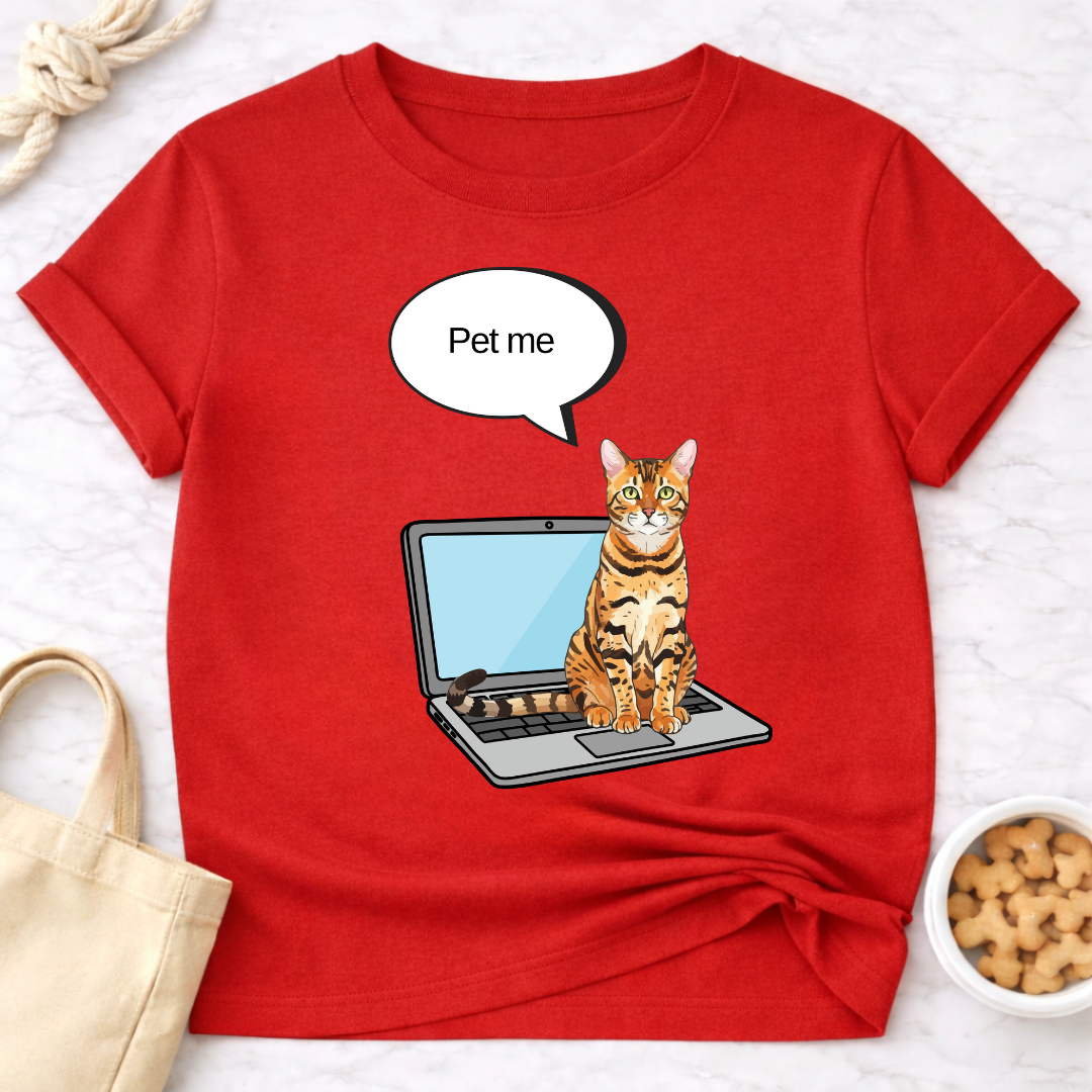 Laptop Cat Pet Me T-Shirt