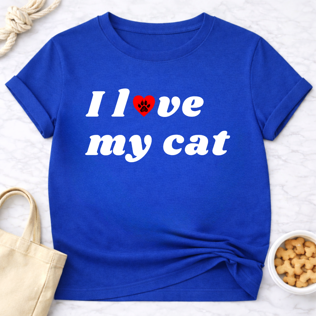 I Love My Cat B&W Retro T-Shirt