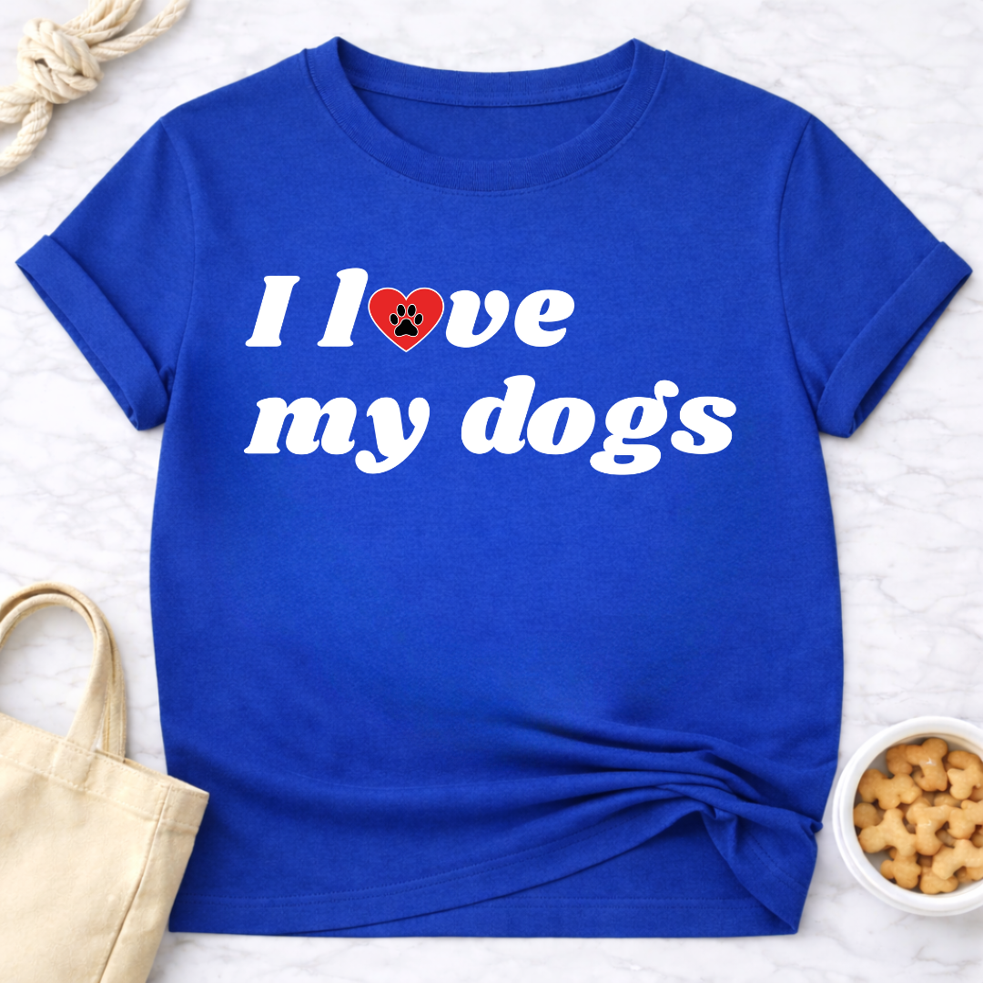 I Love My Dogs B&W Retro T-Shirt