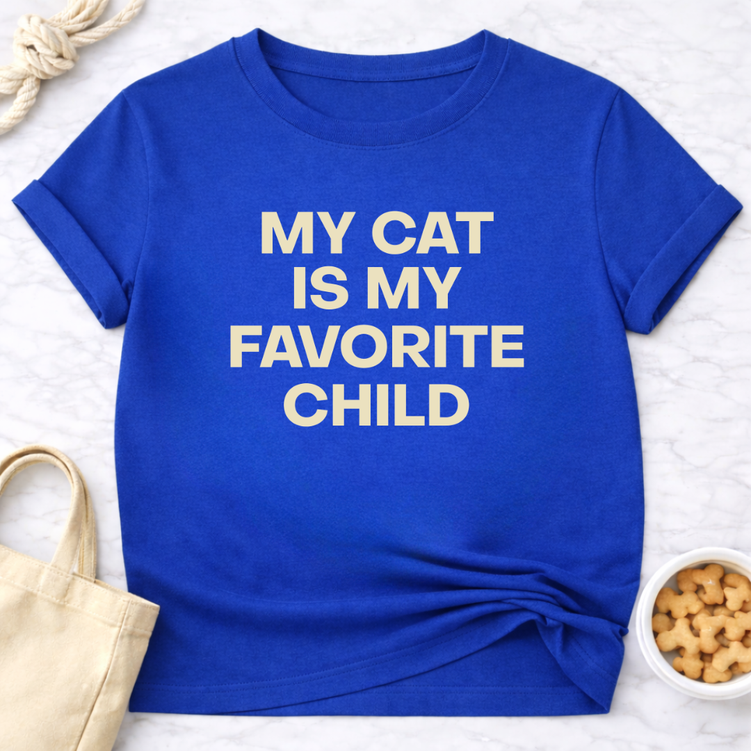 My Cat is My Favorite Child - Plain Text T-Shirt