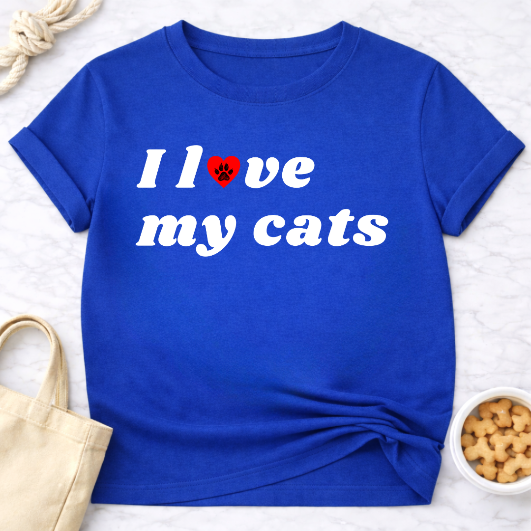 I Love My Cats B&W Retro T-Shirt