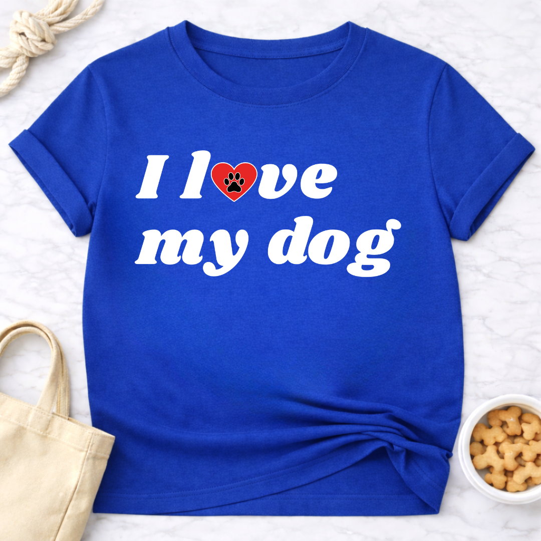 I Love My Dog B&W Retro T-Shirt
