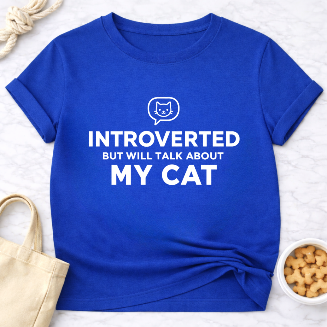 Introverted But Will Talk About My Cat (Simple) T-Shirt