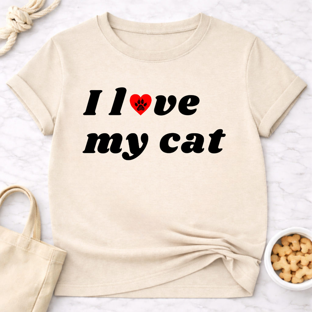 I Love My Cat B&W Retro T-Shirt