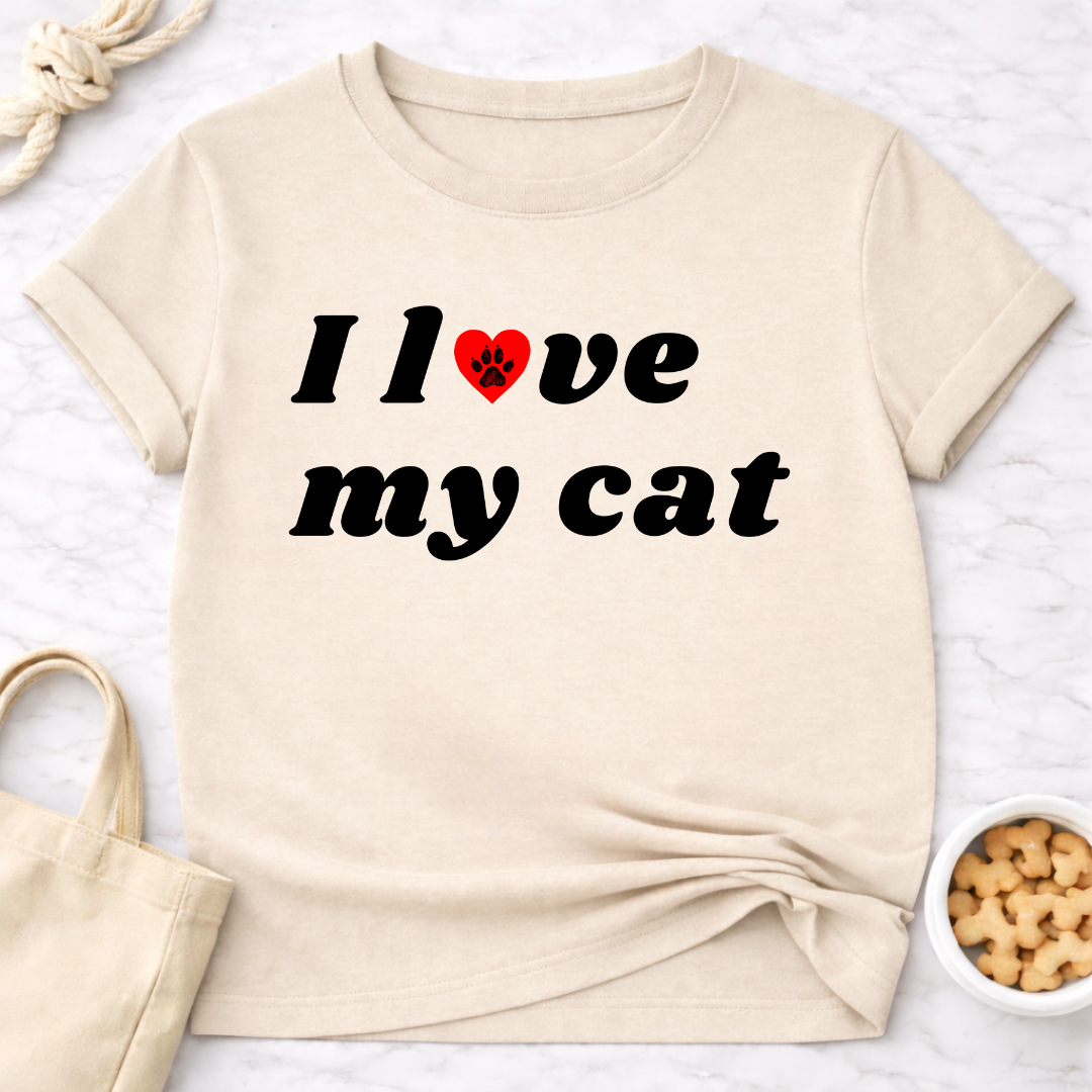 I Love My Cat B&W Retro T-Shirt