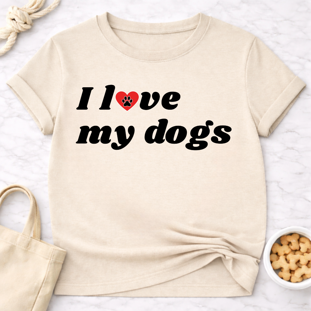 I Love My Dogs B&W Retro T-Shirt