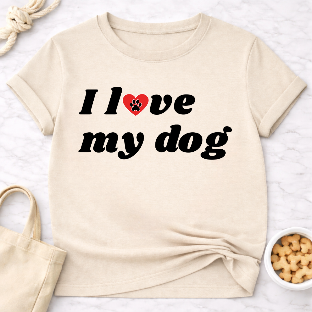 I Love My Dog B&W Retro T-Shirt