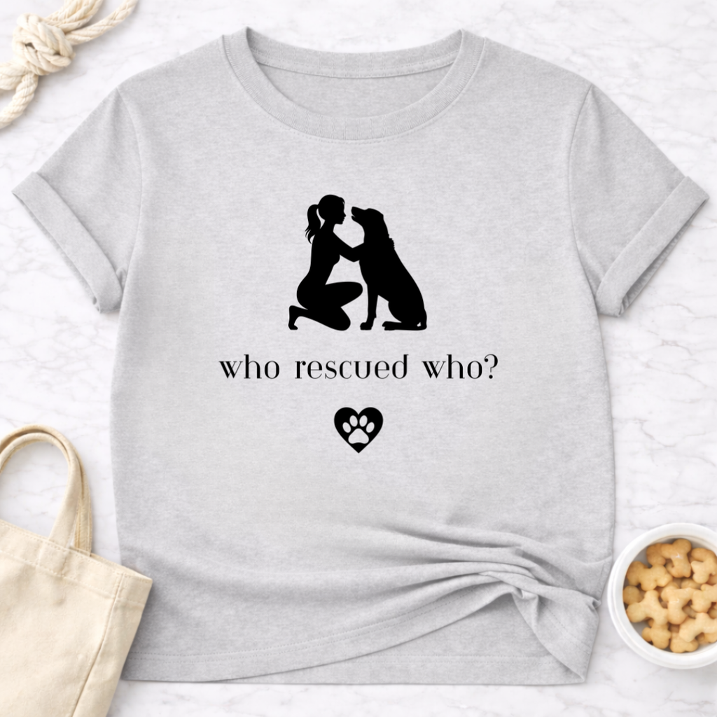 Who Rescued Who Female B&W T-Shirt