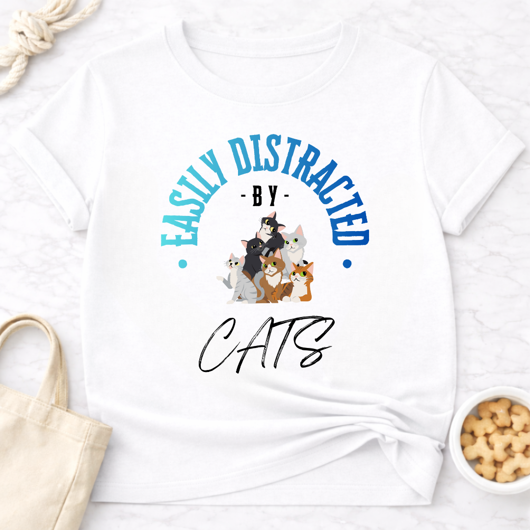 Easily Distracted by Cats w/Graphic T-Shirt