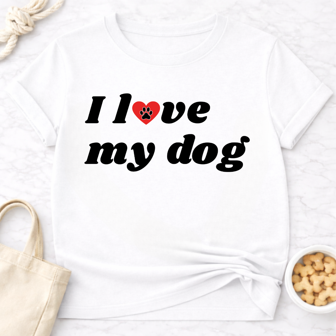 I Love My Dog B&W Retro T-Shirt
