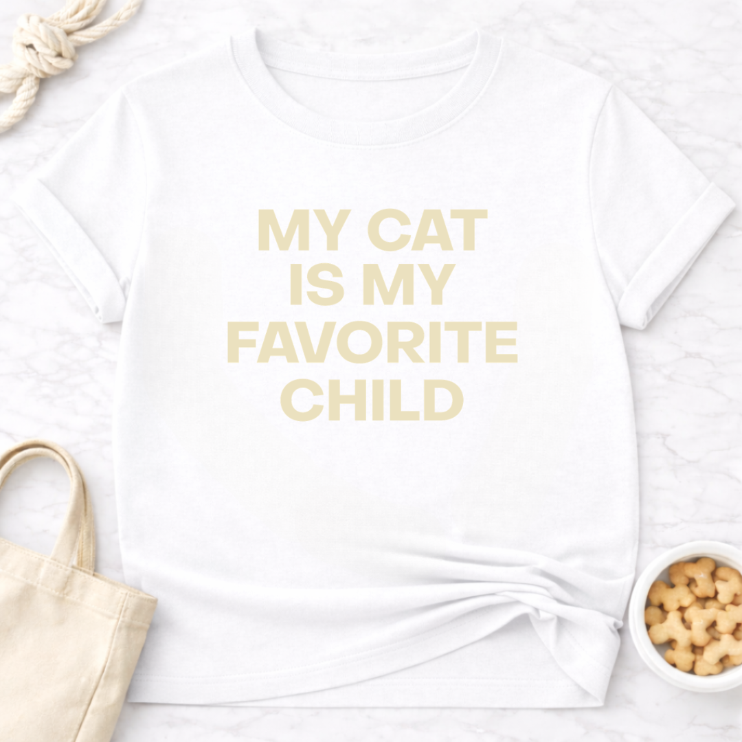 My Cat is My Favorite Child - Plain Text T-Shirt