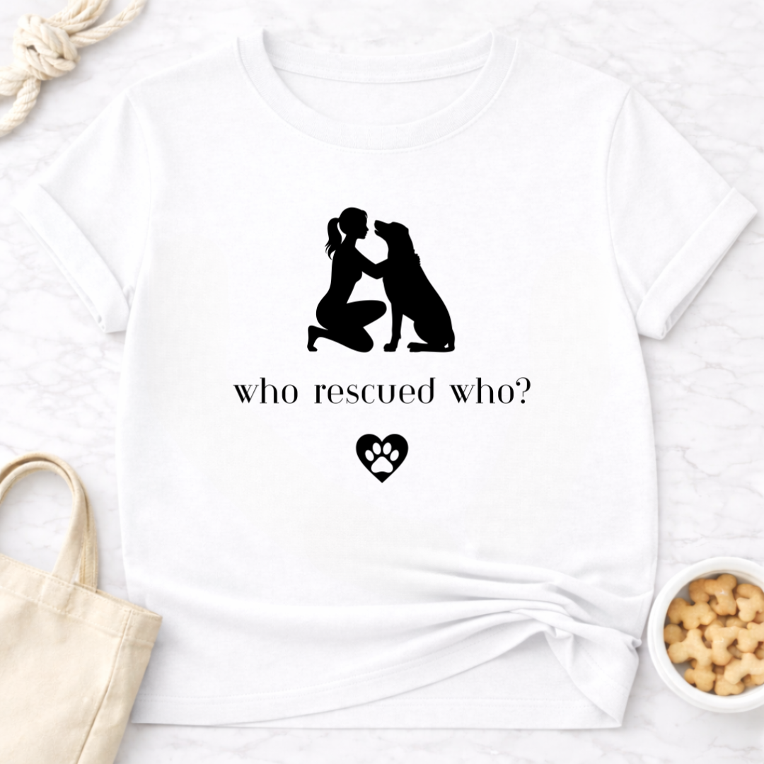 Who Rescued Who Female B&W T-Shirt