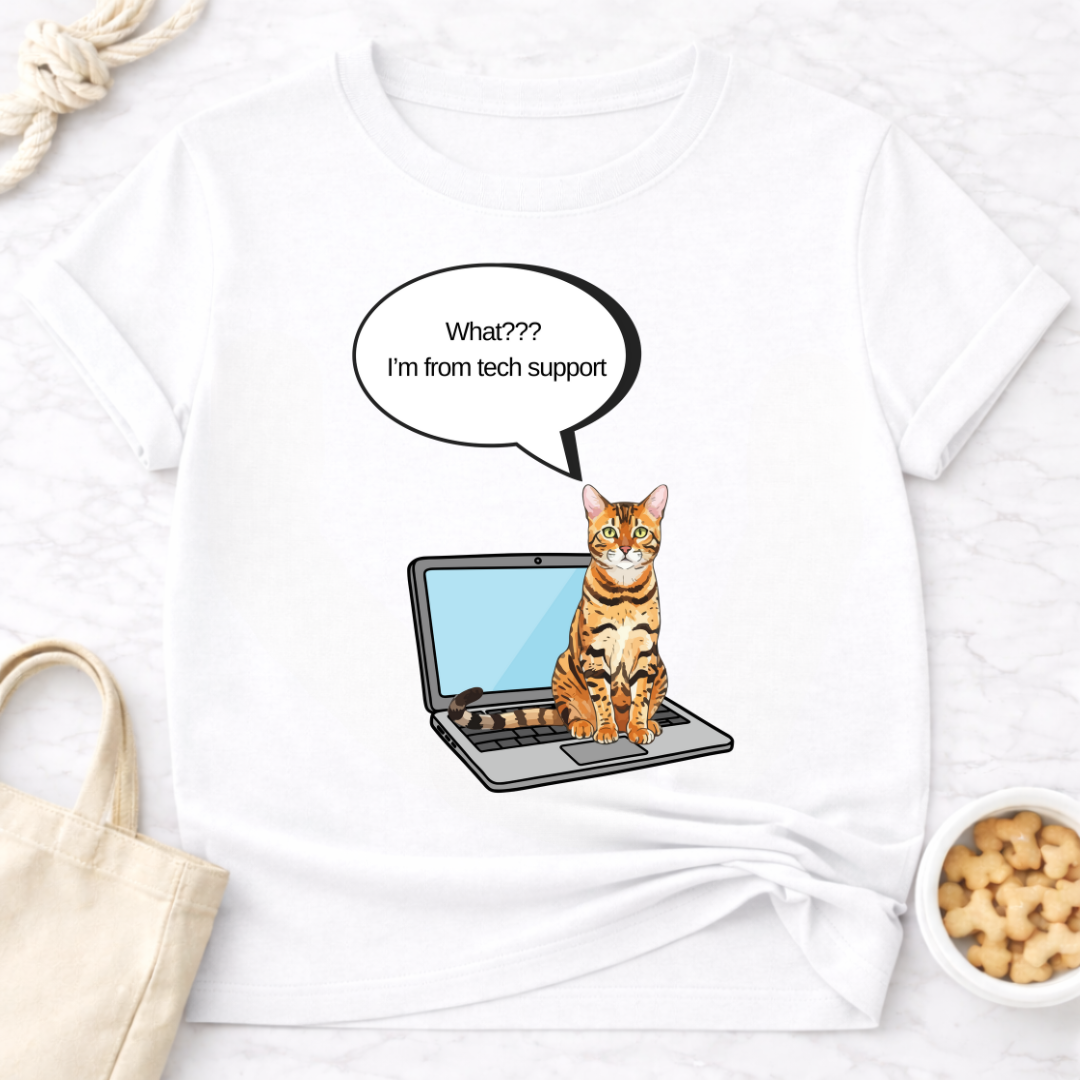 Laptop Cat I'm From Tech Support T-Shirt