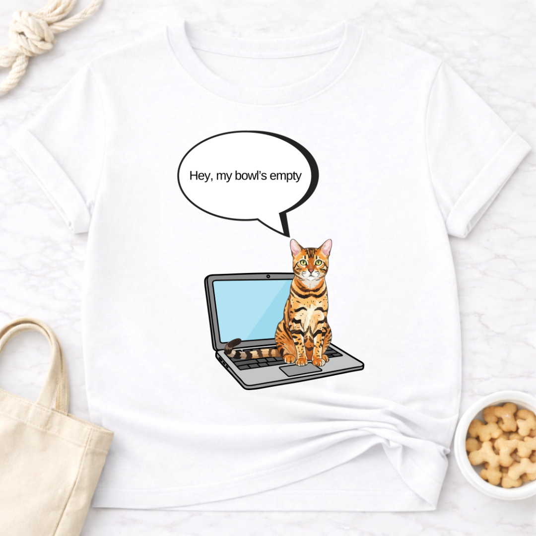 Laptop Cat My Bowl's Empty T-Shirt