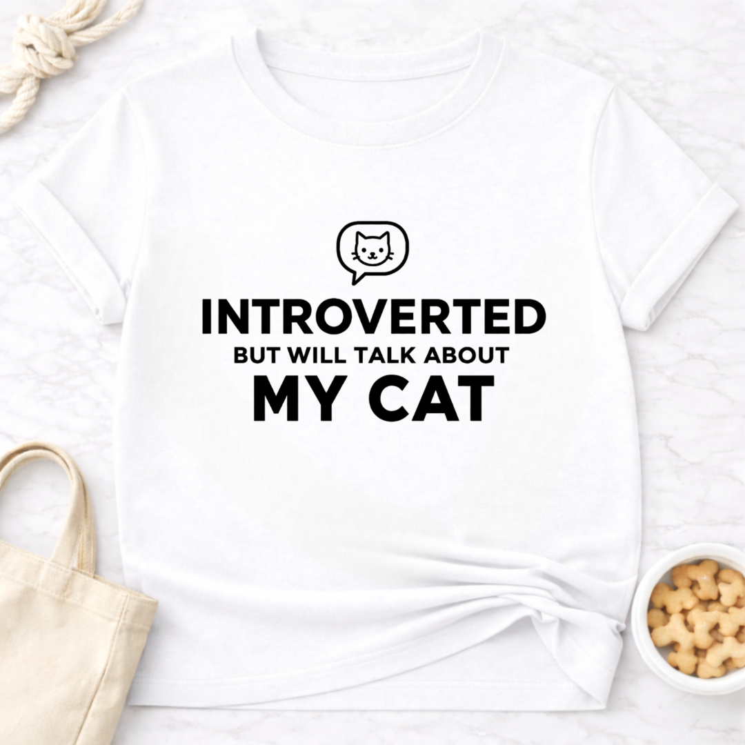 Introverted But Will Talk About My Cat (Simple) T-Shirt