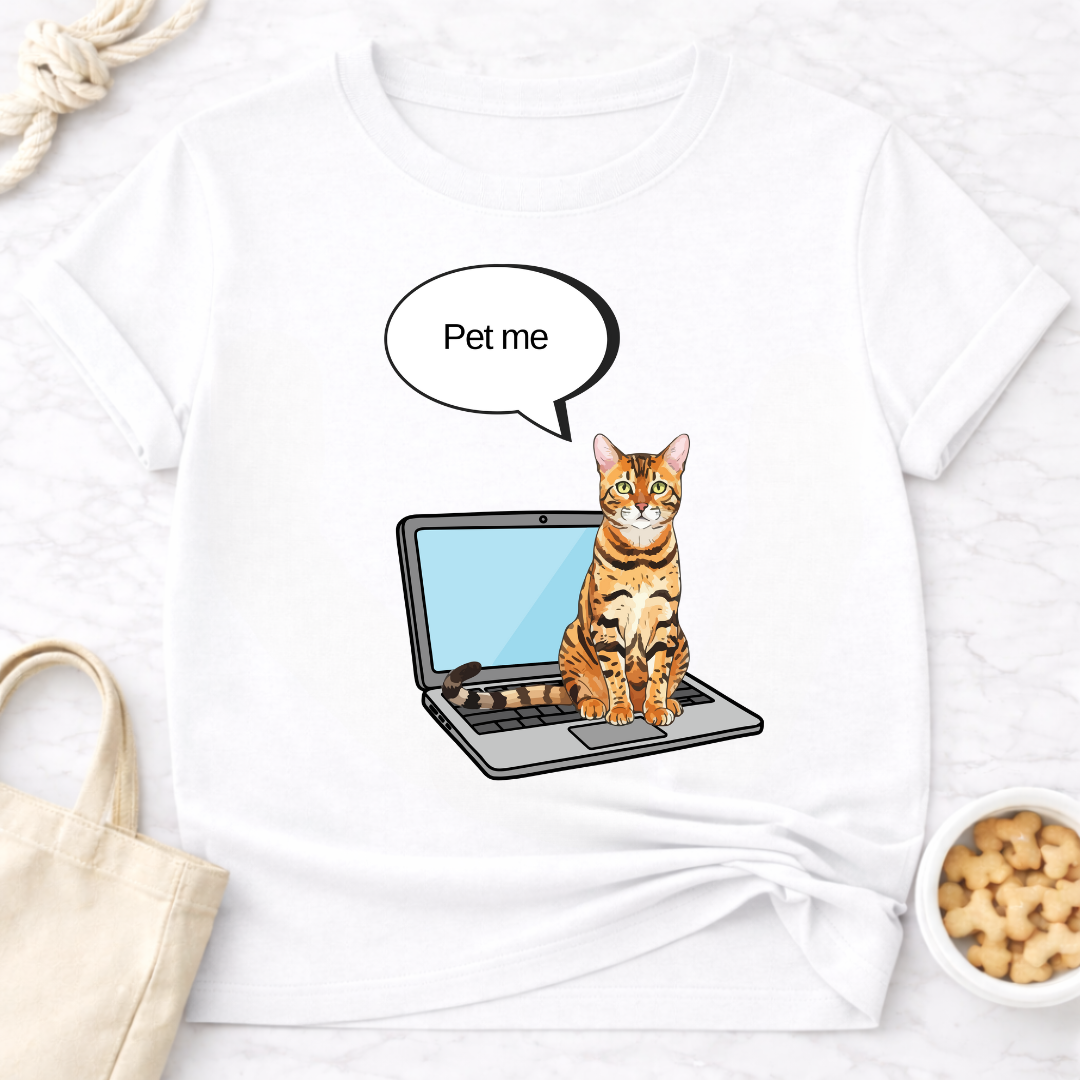 Laptop Cat Pet Me T-Shirt