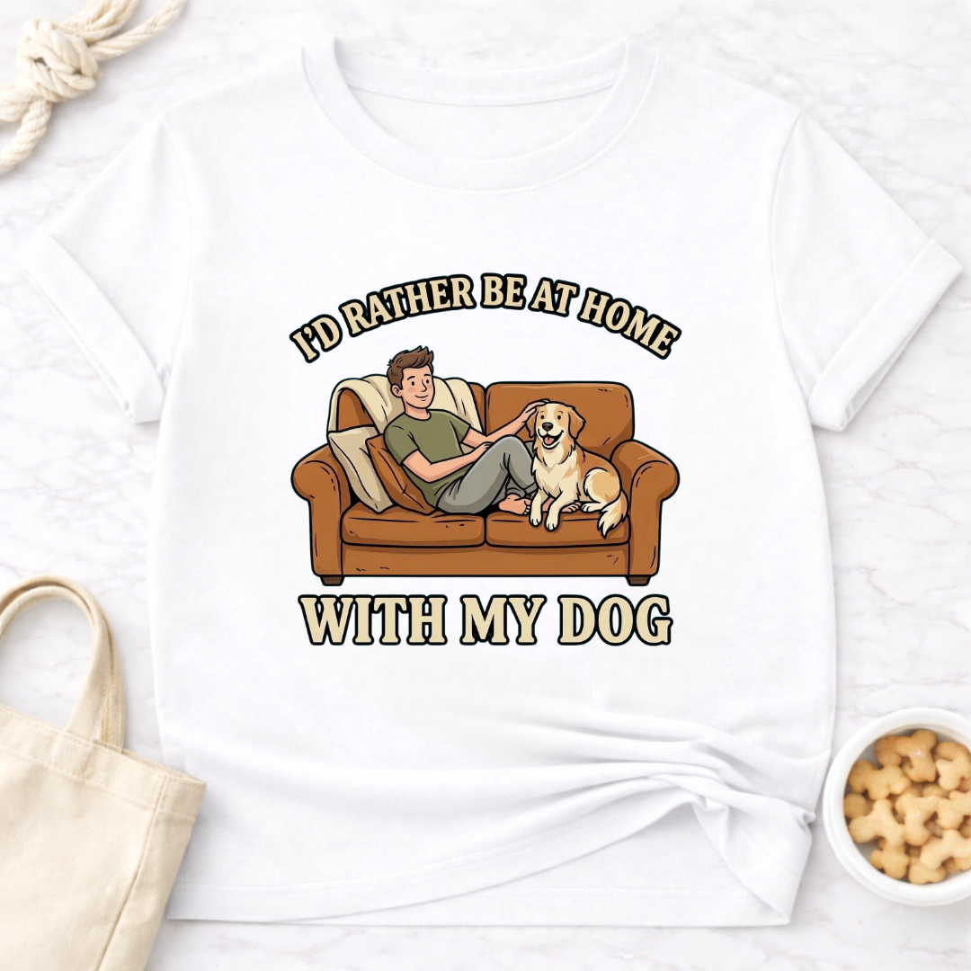 I'd Rather Be At Home with My Dog (Male) T-Shirt