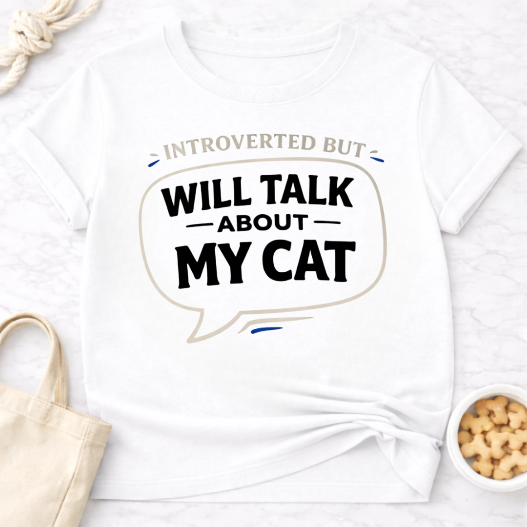 Introverted but Will Talk About My Cat T-Shirt