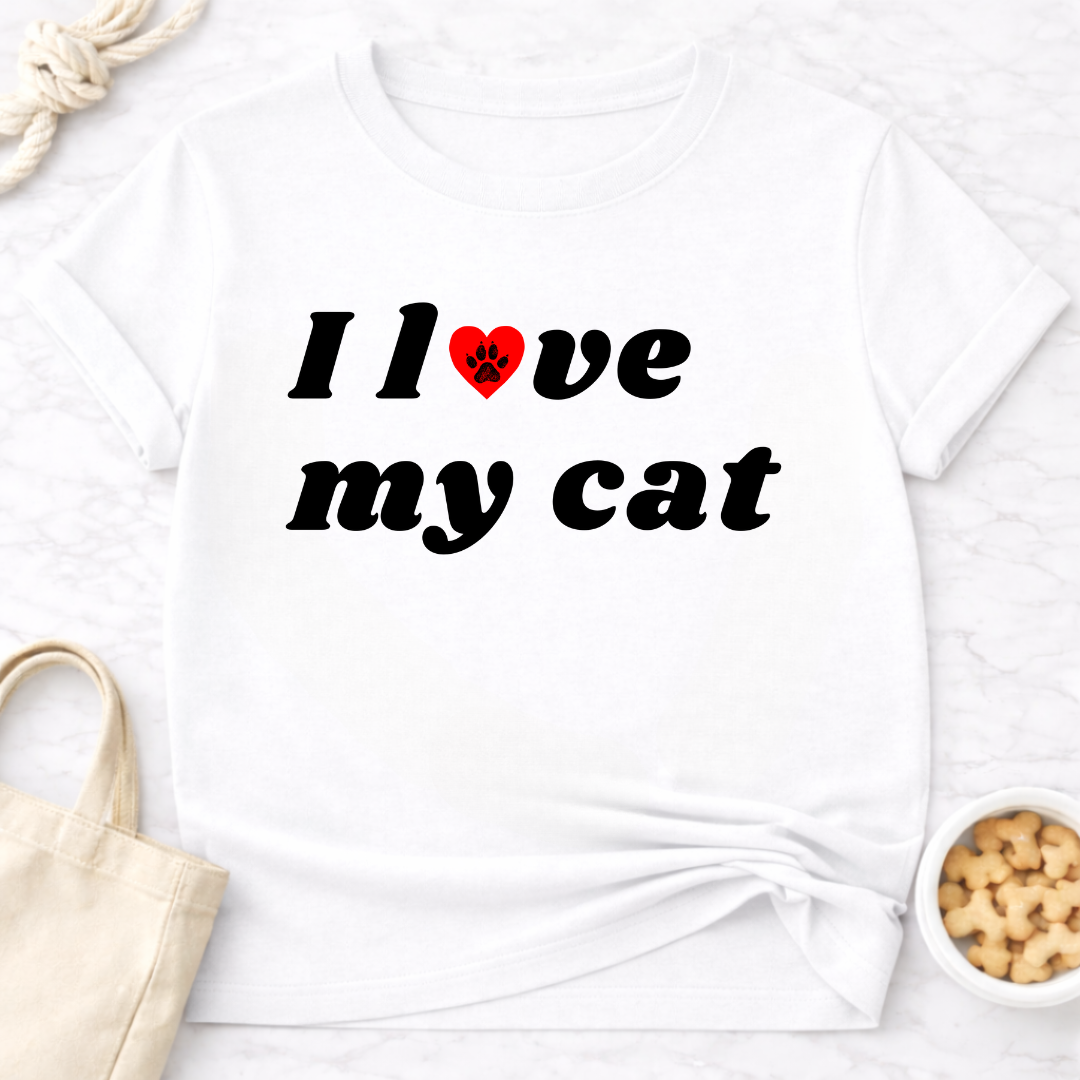 I Love My Cat B&W Retro T-Shirt