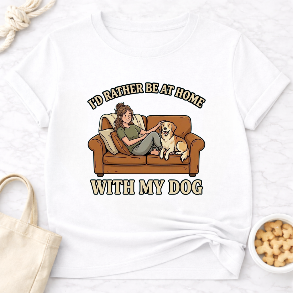 I'd Rather Be At Home with My Dog (Female) T-Shirt