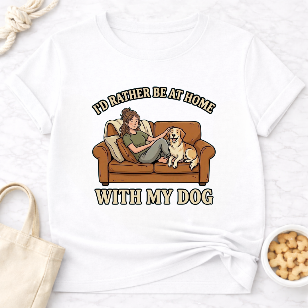 I'd Rather Be At Home with My Dog (Female) T-Shirt