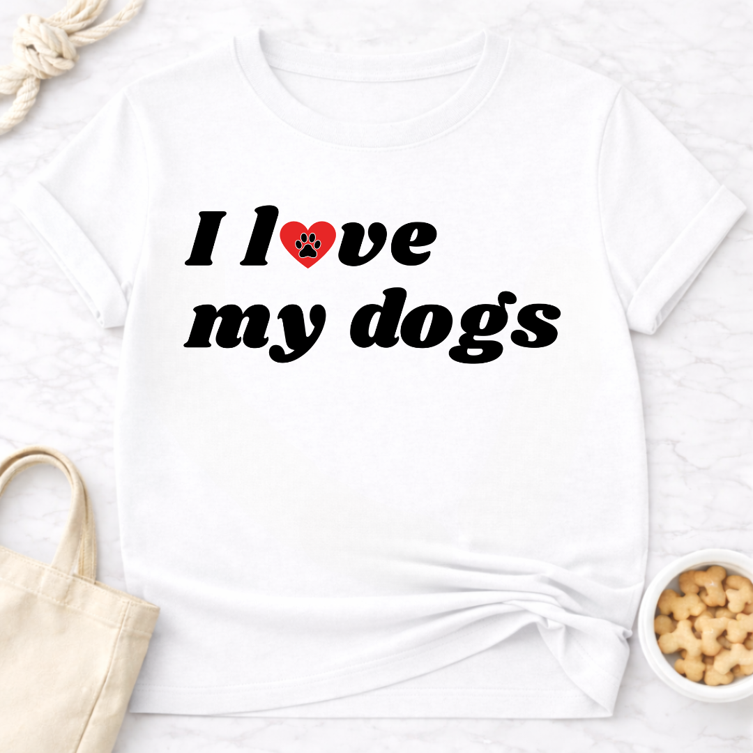 I Love My Dogs B&W Retro T-Shirt