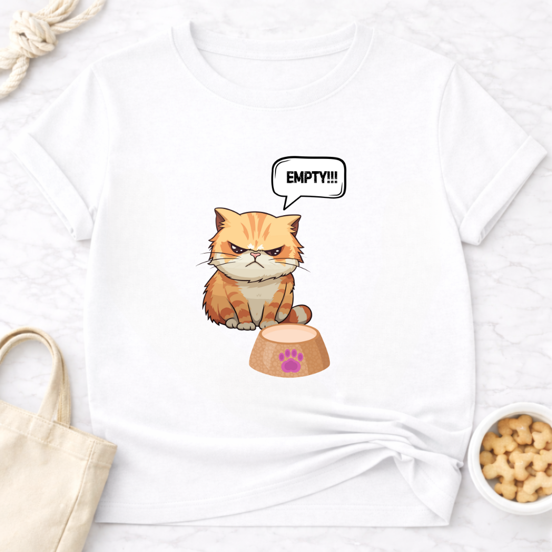 Empty Bowl Cat T-Shirt