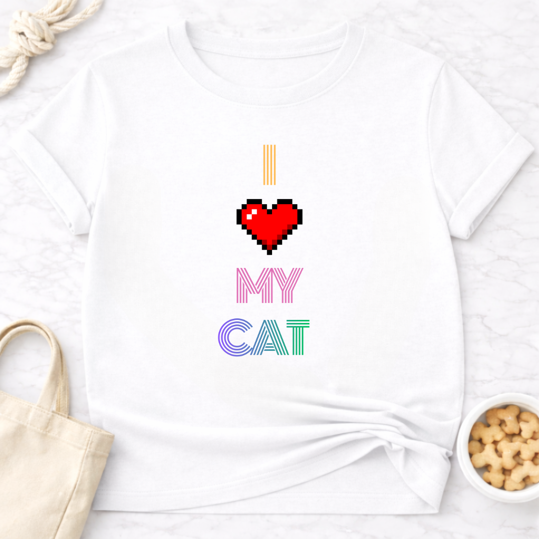 I Love My Cat Retro T-Shirt