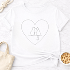 Two Cats in a Heart T-Shirt