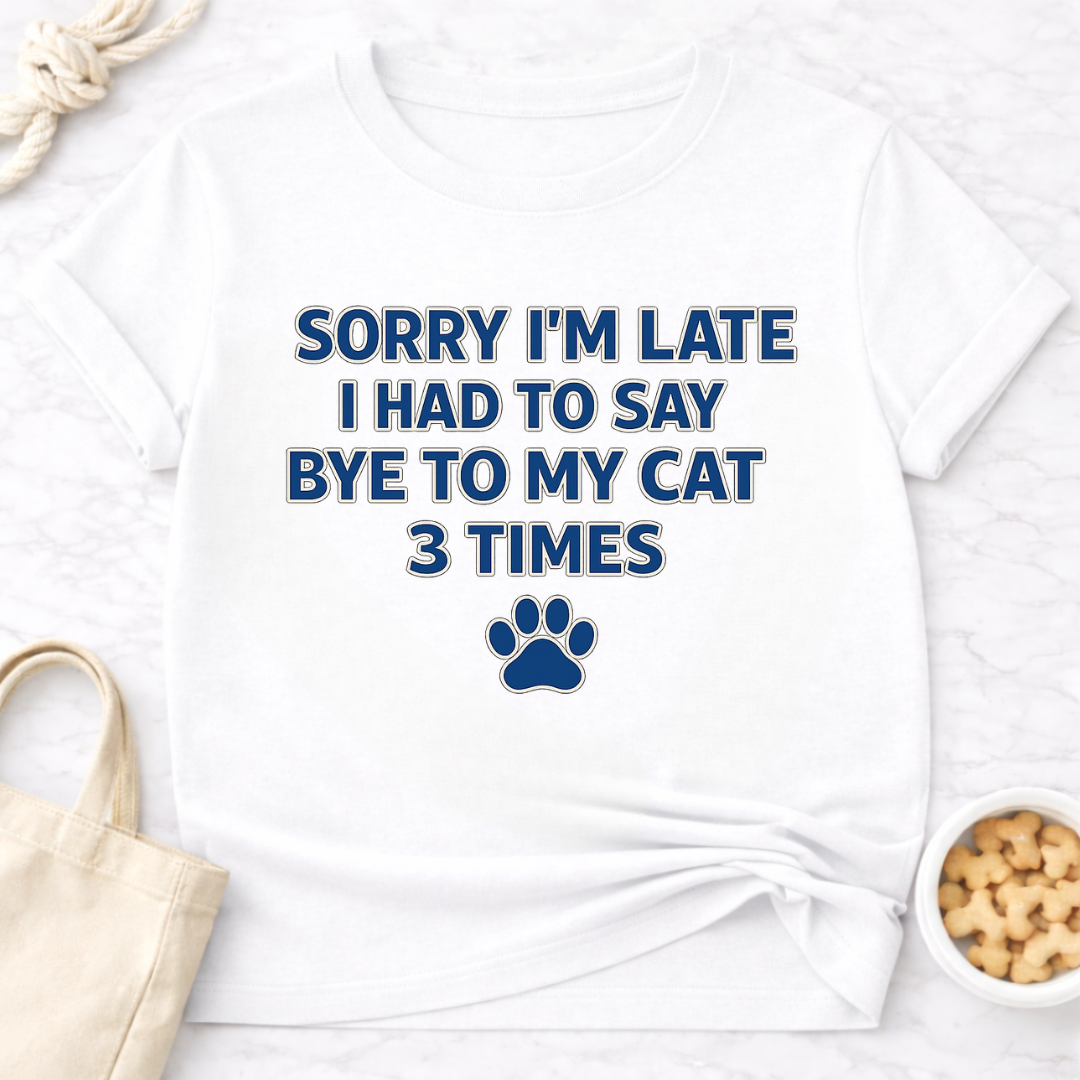 Sorry I'm Late, Bye to Cat T-Shirt